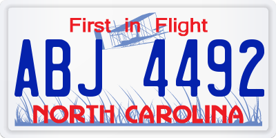 NC license plate ABJ4492
