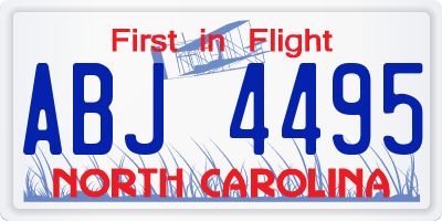 NC license plate ABJ4495