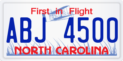 NC license plate ABJ4500