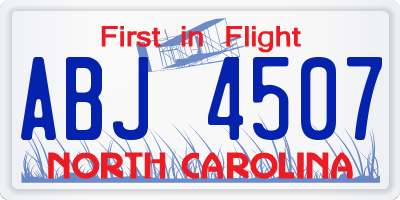 NC license plate ABJ4507