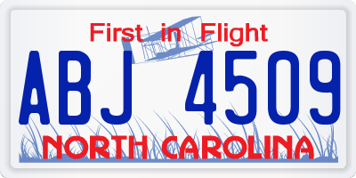 NC license plate ABJ4509