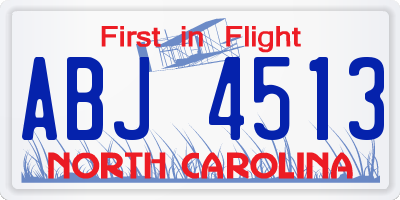 NC license plate ABJ4513