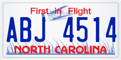 NC license plate ABJ4514