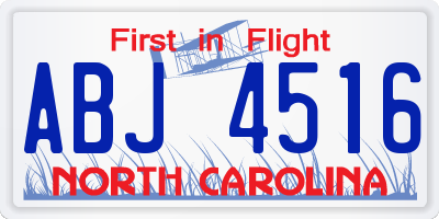 NC license plate ABJ4516