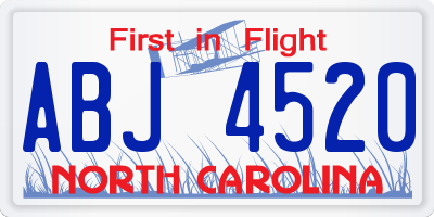 NC license plate ABJ4520