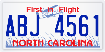 NC license plate ABJ4561