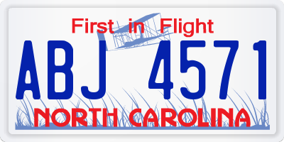 NC license plate ABJ4571