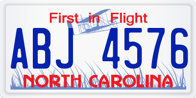 NC license plate ABJ4576
