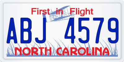 NC license plate ABJ4579