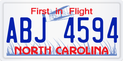 NC license plate ABJ4594