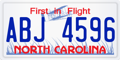 NC license plate ABJ4596