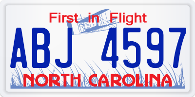 NC license plate ABJ4597