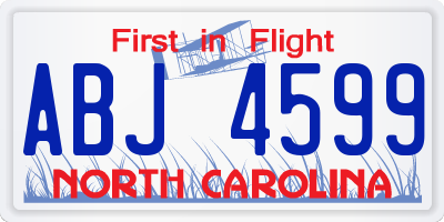 NC license plate ABJ4599
