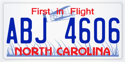 NC license plate ABJ4606