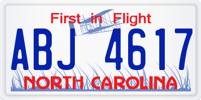 NC license plate ABJ4617