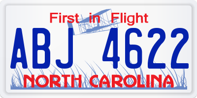 NC license plate ABJ4622
