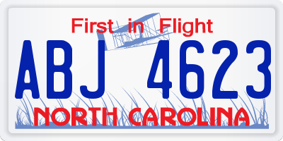 NC license plate ABJ4623