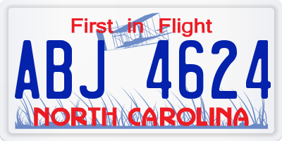NC license plate ABJ4624