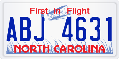 NC license plate ABJ4631