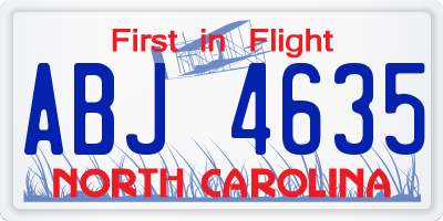NC license plate ABJ4635