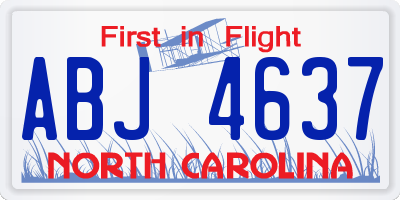 NC license plate ABJ4637
