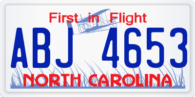 NC license plate ABJ4653