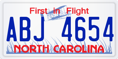 NC license plate ABJ4654