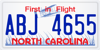 NC license plate ABJ4655