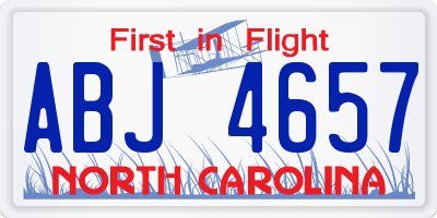 NC license plate ABJ4657