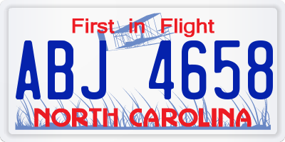 NC license plate ABJ4658