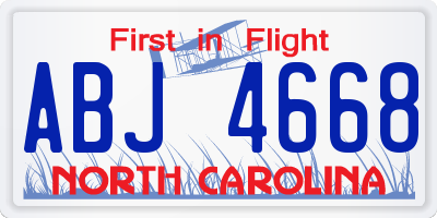 NC license plate ABJ4668