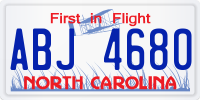 NC license plate ABJ4680