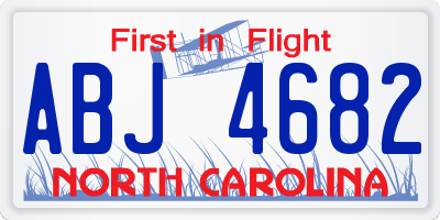 NC license plate ABJ4682
