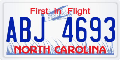 NC license plate ABJ4693
