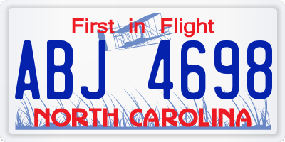 NC license plate ABJ4698