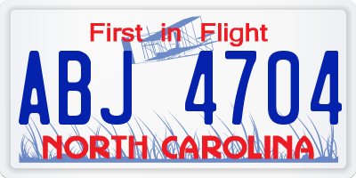 NC license plate ABJ4704