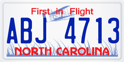 NC license plate ABJ4713