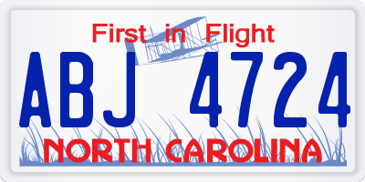 NC license plate ABJ4724