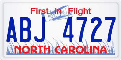 NC license plate ABJ4727