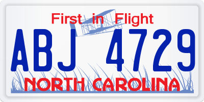 NC license plate ABJ4729