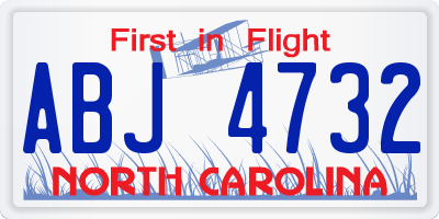 NC license plate ABJ4732
