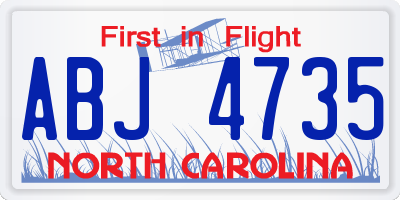 NC license plate ABJ4735
