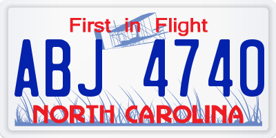 NC license plate ABJ4740