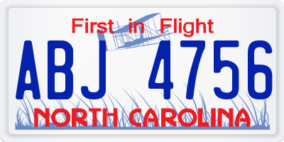 NC license plate ABJ4756