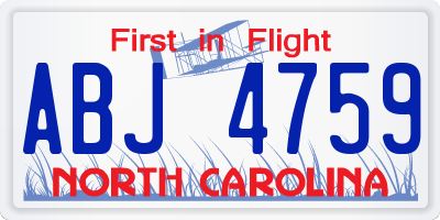 NC license plate ABJ4759