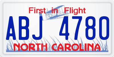 NC license plate ABJ4780