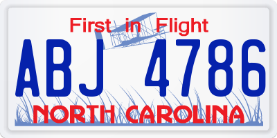 NC license plate ABJ4786
