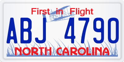 NC license plate ABJ4790
