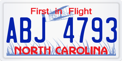 NC license plate ABJ4793