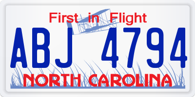 NC license plate ABJ4794